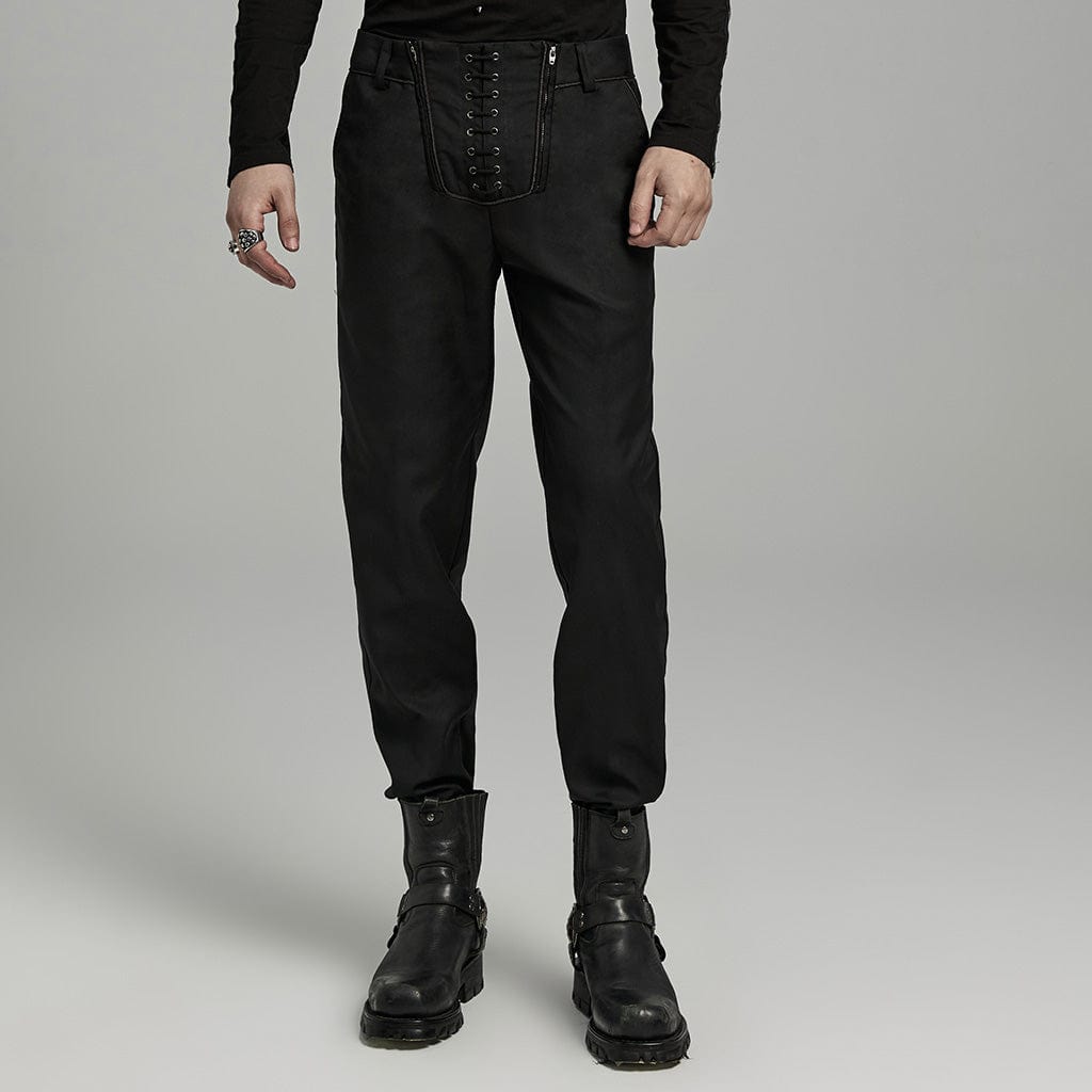 PUNK RAVE Men's Gothic Stitching Zipper Pants
