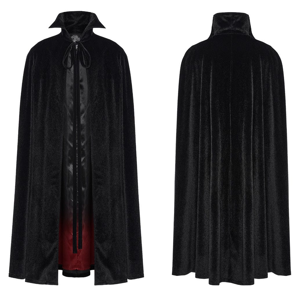 PUNK RAVE Men's Gothic Strap Bat Cloak Black Red