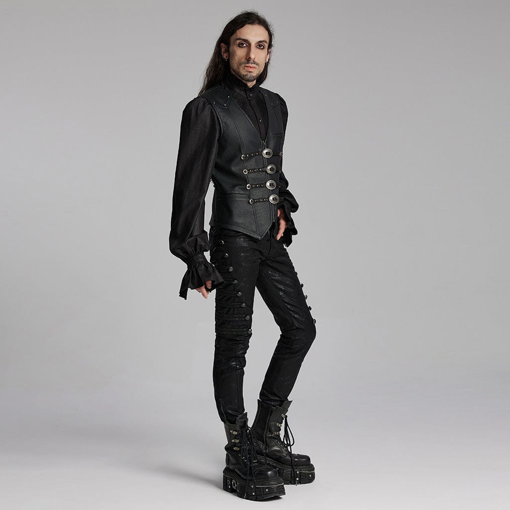 PUNK RAVE Men's Gothic Studs Buckle-up Waistcoat