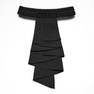 PUNK RAVE Men's Gothic Turn-down Collar Puff Sleeved Shirt with Detachable Necktie Black