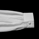 PUNK RAVE Men's Gothic Turn-down Collar Puff Sleeved Shirt with Detachable Necktie White