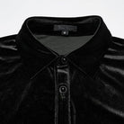 PUNK RAVE Men's Gothic Turn-down Collar Puff Sleeved Velvet Shirt Black