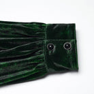 PUNK RAVE Men's Gothic Turn-down Collar Puff Sleeved Velvet Shirt Black-Green