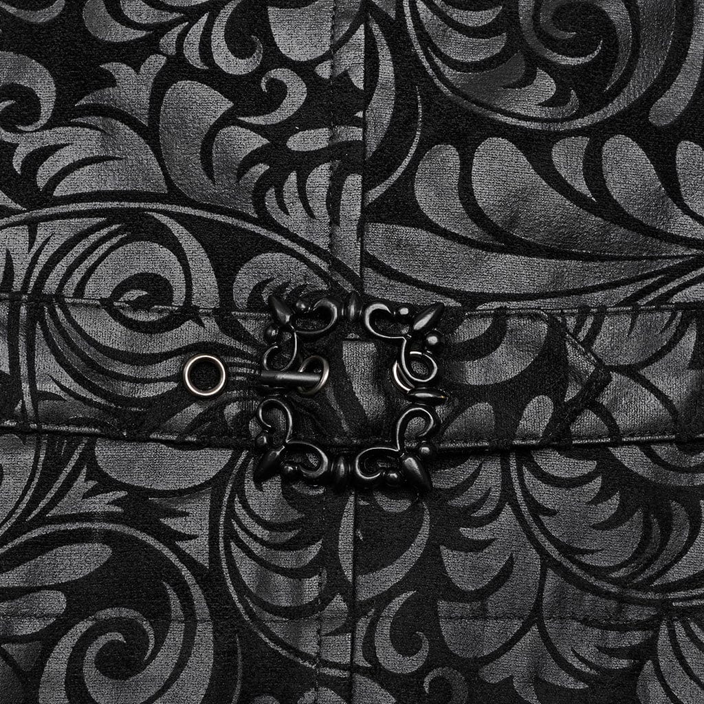 PUNK RAVE Gothic-Weste aus Kunstleder mit V-Ausschnitt und Blumenmuster für Herren