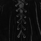 PUNK RAVE Men's Gothic Velvet Lace-up Stand Collar Lantern Sleeve Top