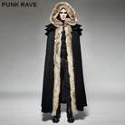 PUNK RAVE Men's Gothic Woolen Hooded Maxi Coat