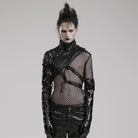 PUNK RAVE Men's Mechanical Steampunk Faux Leather Rivets Harness/Collar