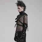 PUNK RAVE Men's Mechanical Steampunk Faux Leather Rivets Harness/Collar