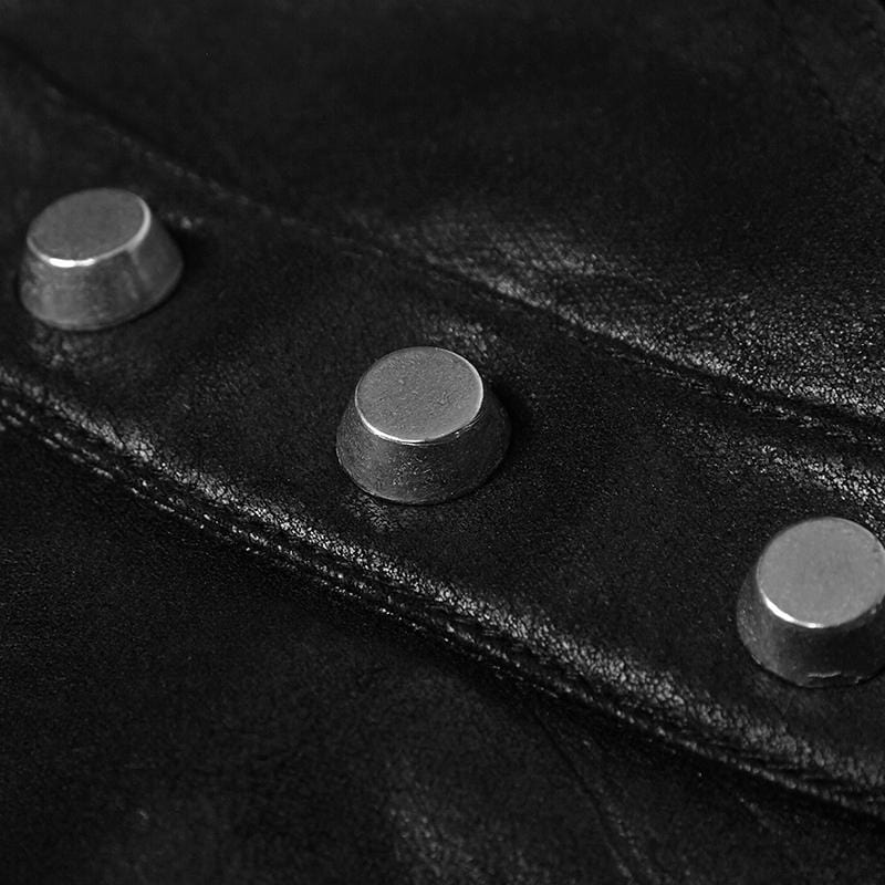 PUNK RAVE Men's Mechanical Steampunk Faux Leather Rivets Harness/Collar
