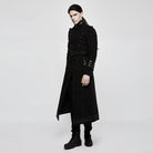 PUNK RAVE Men's Military Uniform Worsted Long Coat With Belt