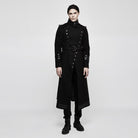 PUNK RAVE Men's Military Uniform Worsted Long Coat With Belt