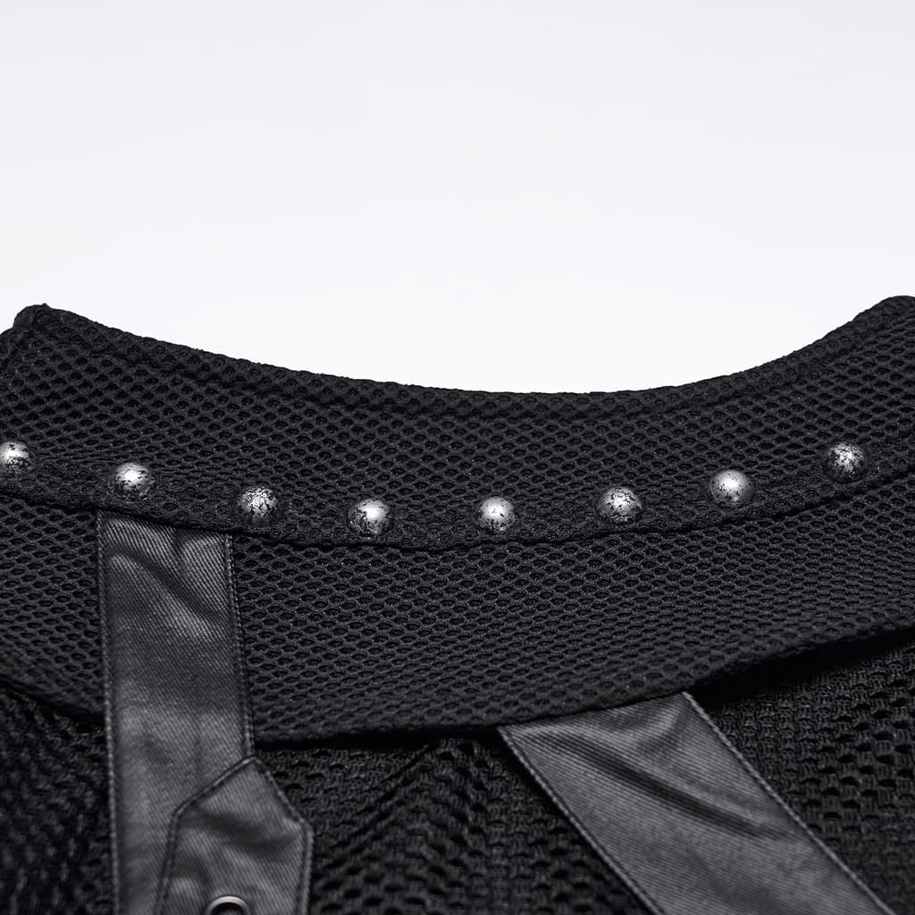 PUNK RAVE Gilet da uomo punk con spalline asimmetriche e inserti in rete