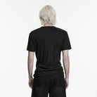PUNK RAVE Men's Punk Asymmetric Buckle-up Straps Printed Shirt