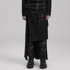 PUNK RAVE Men's Punk Asymmetric Long Kilt