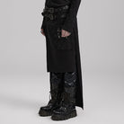 PUNK RAVE Men's Punk Asymmetric Long Kilt