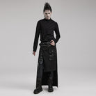 PUNK RAVE Men's Punk Asymmetric Long Kilt