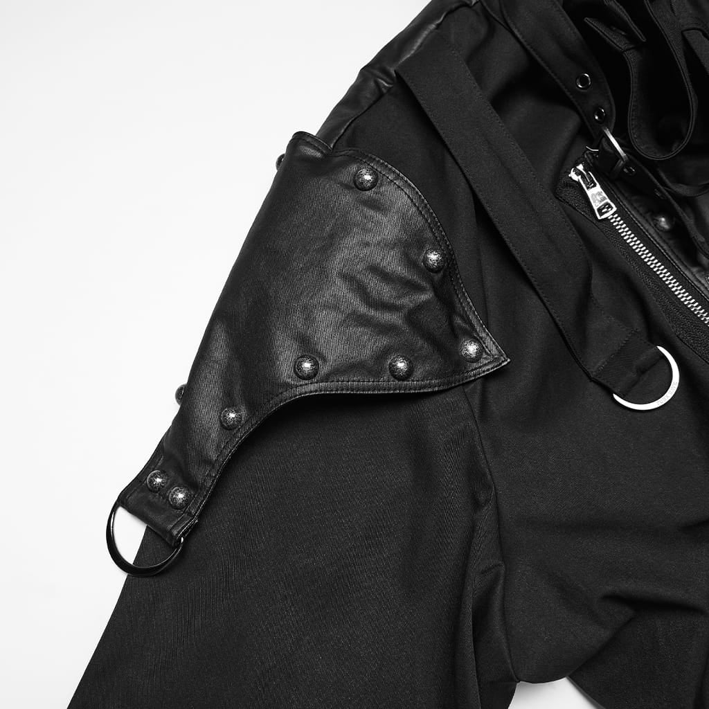 PUNK RAVE Giacca da uomo punk asimmetrica patchwork con rivetti