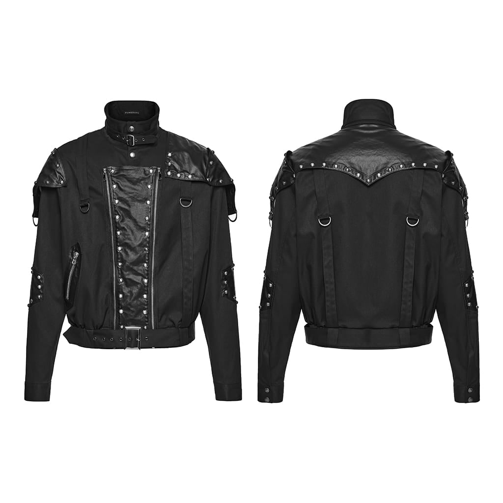 Kurtka męska PUNK RAVE w stylu punk asymetrycznym z nitami