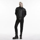 PUNK RAVE Men's Punk Asymmetric Patchwork Rivets Jacket