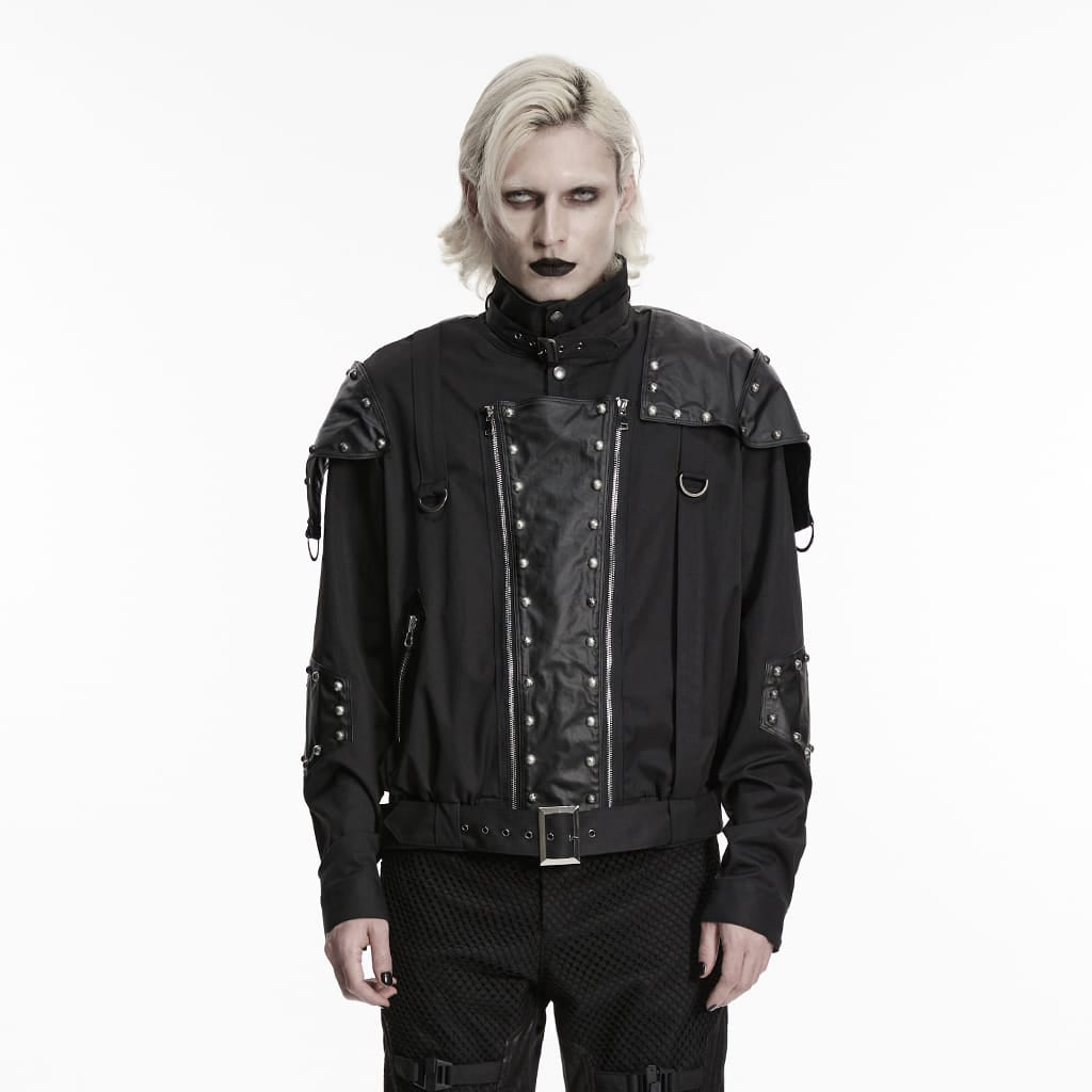 Kurtka męska PUNK RAVE w stylu punk asymetrycznym z nitami