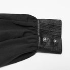 PUNK RAVE Men's Punk Asymmetric Pleated Stand Collar Bishop Sleeve Shirt