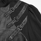 PUNK RAVE Men's Punk Asymmetric Pleated Stand Collar Bishop Sleeve Shirt