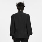 PUNK RAVE Men's Punk Asymmetric Pleated Stand Collar Bishop Sleeve Shirt