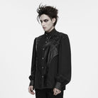 PUNK RAVE Men's Punk Asymmetric Pleated Stand Collar Bishop Sleeve Shirt