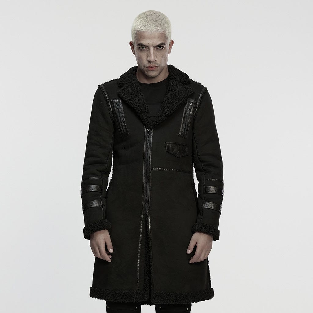 Men's Punk Asymmetric Plush Zip Jacket – Punk Design