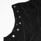PUNK RAVE Men's Punk Asymmetric Printed Hooded Tank Top Black