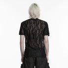 PUNK RAVE Men's Punk Asymmetric Sheer Top
