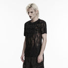 PUNK RAVE Men's Punk Asymmetric Sheer Top