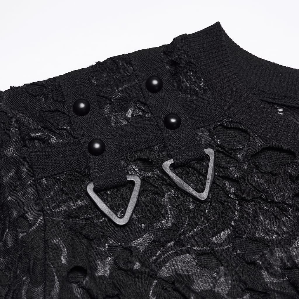 PUNK RAVE Men's Punk Asymmetric Sheer Top