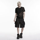 PUNK RAVE Men's Punk Asymmetric Sheer Top