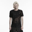 PUNK RAVE Men's Punk Asymmetric Sheer Top