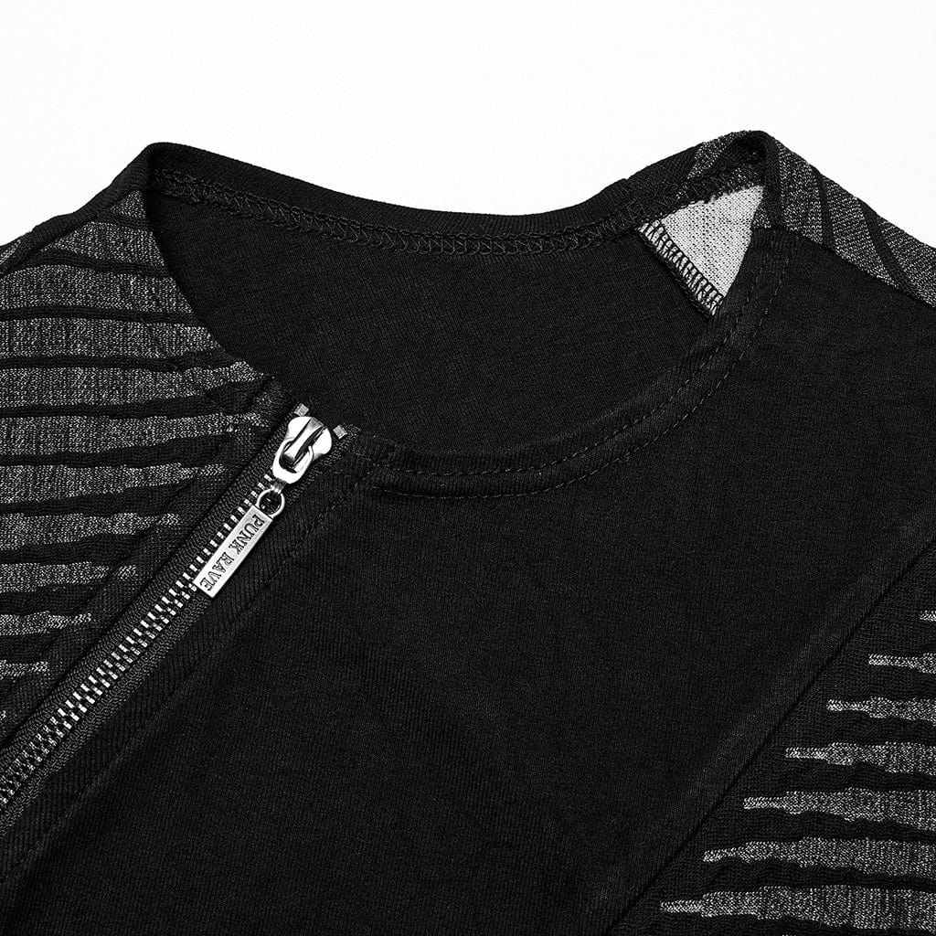 PUNK RAVE Men's Punk Asymmetric Zipper Tank Top