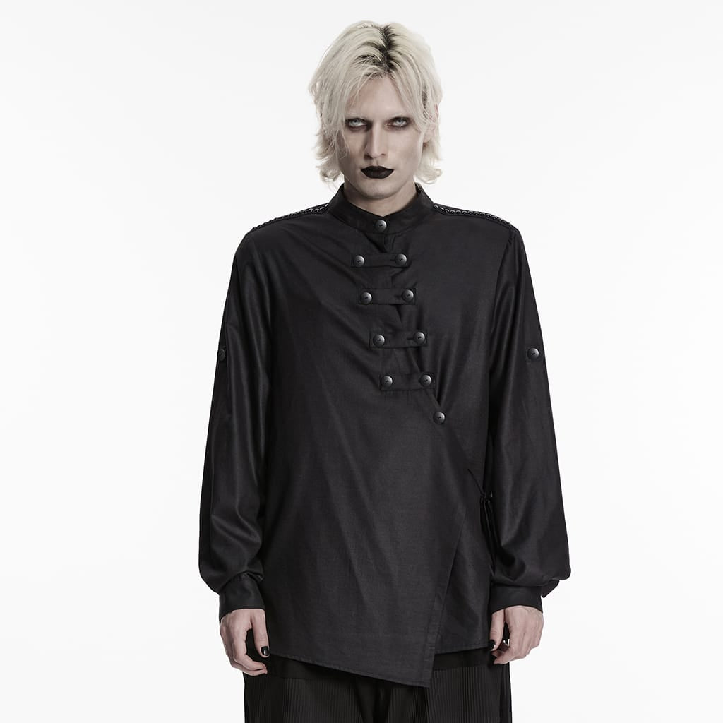 Camicia a maniche lunghe da uomo PUNK RAVE con abbottonatura asimmetrica