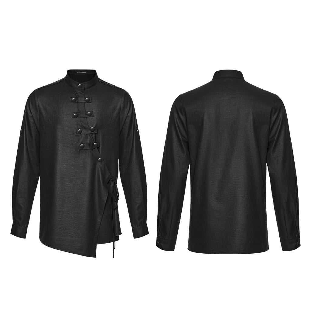 Camicia a maniche lunghe da uomo PUNK RAVE con abbottonatura asimmetrica