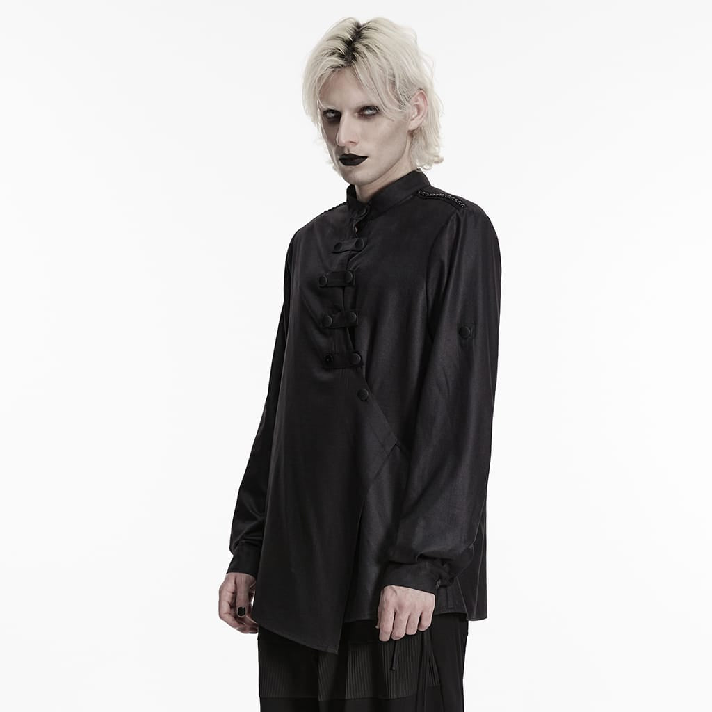 Camicia a maniche lunghe da uomo PUNK RAVE con abbottonatura asimmetrica