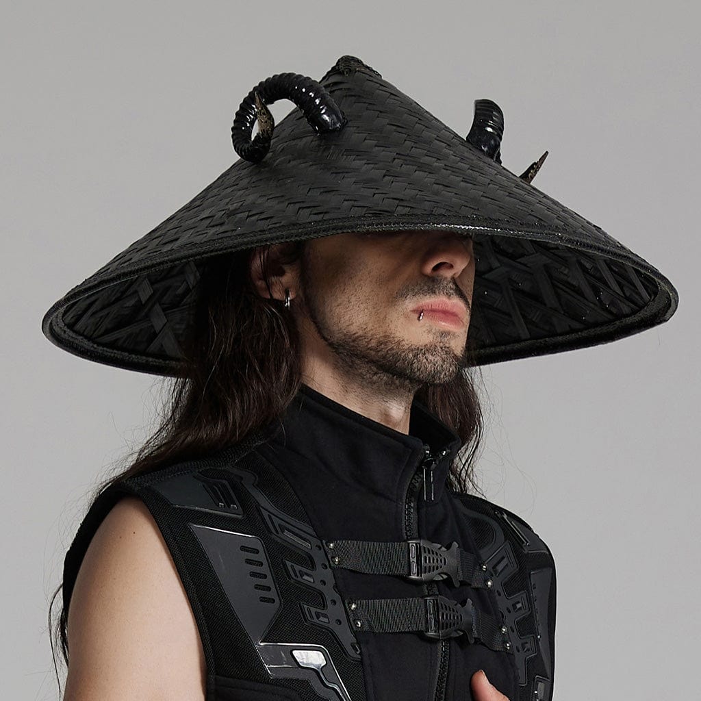 PUNK RAVE Herren Punk Bambusstreifen Schafhornhut