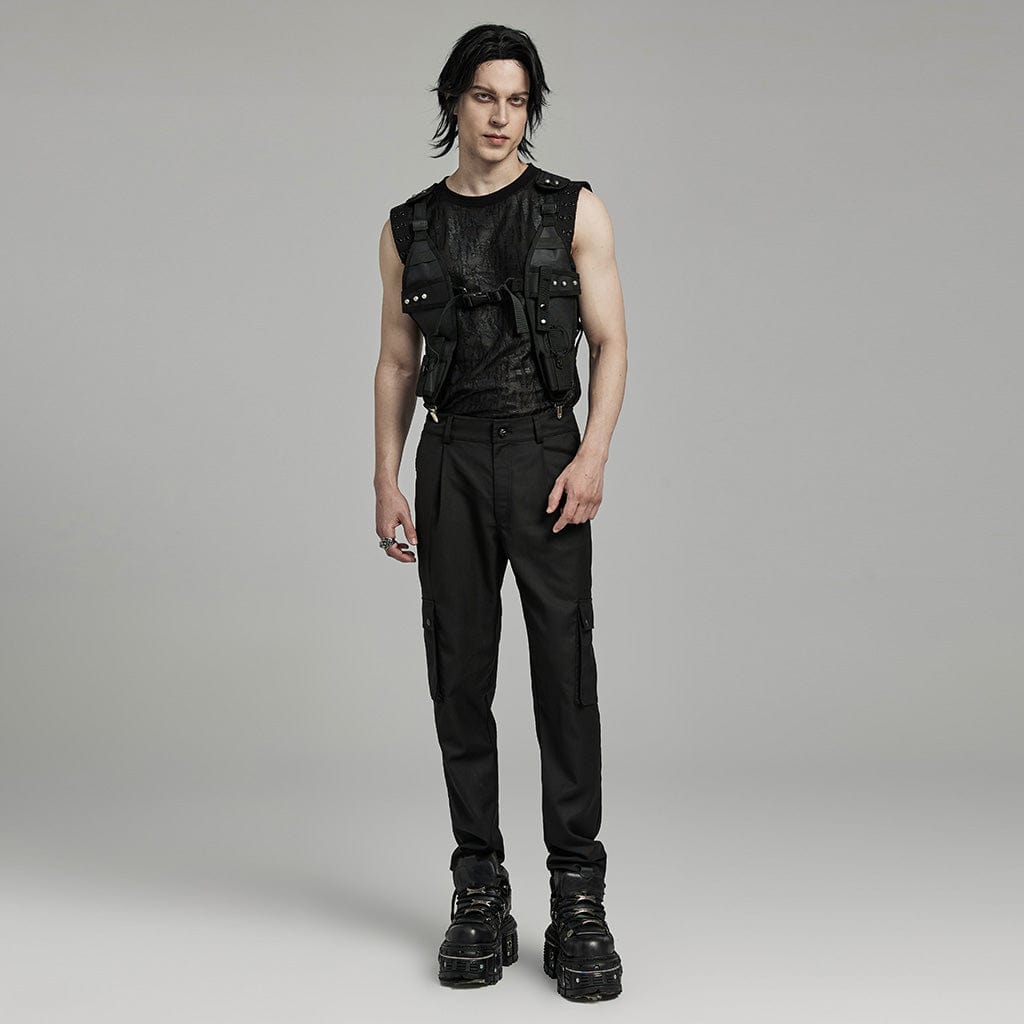 PUNK RAVE Men's Punk Big-pocket Skull Pants