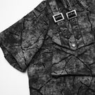 PUNK RAVE Men's Punk Big-pocket Tie-dyed Hooded T-shirt