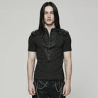 PUNK RAVE Men's Punk Bubble Buckle Zipper T-shirt