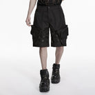 PUNK RAVE Men's Punk Buckle Big Pockets Shorts