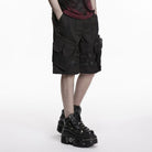 PUNK RAVE Men's Punk Buckle Big Pockets Shorts