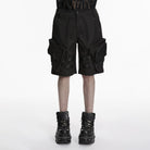 PUNK RAVE Men's Punk Buckle Big Pockets Shorts