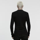 PUNK RAVE Men's Punk Buckle Strap Pleated Eyelet Top