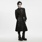 PUNK RAVE Men's Punk Buckle Strap Pleated Patchwork Skirt