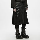 PUNK RAVE Men's Punk Buckle Strap Pleated Patchwork Skirt