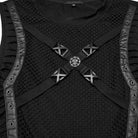 PUNK RAVE Men's Punk Buckle Strap Splice Mesh Vest